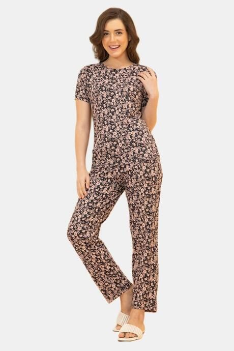 Amante Full Length Pyjama Bottom - Graphite Floral Print — image 5